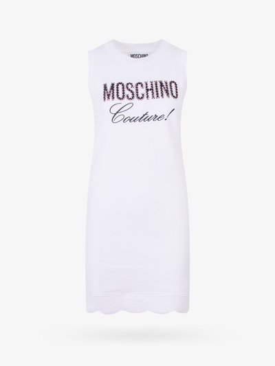 Moschino Cotton Dress With Embroidery - Atterley In White
