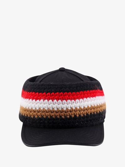 Burberry Cotton Baseball Cap With Crochet Inserts In Nero