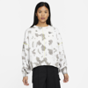 Nike Sportswear Tie Dye Oversize Crop Sweatshirt In Grey