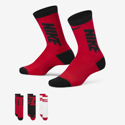 Nike Sportswear Kids' Crew Socks (3 Pairs) In Red