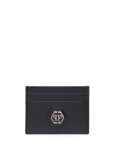 Philipp Plein Hexagon Leather Wallet In Black
