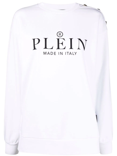 Philipp Plein Logo-print Crew Neck Sweatshirt In Weiss