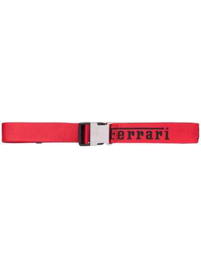 Ferrari Logo-print Buckle-fastening Belt In Rot