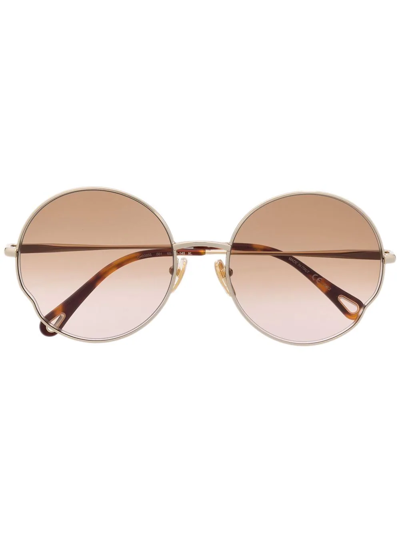 Chloé Shell-shaped Sunglasses In Gold