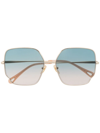 Chloé Gradient-sense Square-frame Sunglasses In 003 Gold Gold Green