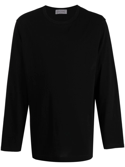 Yohji Yamamoto Appliqué-detail Long-sleeved T-shirt In Black