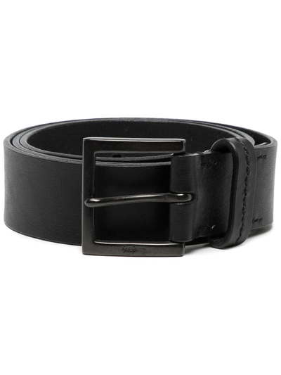 Yohji Yamamoto Logo-embossed Leather Belt In Black