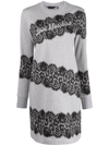 LOVE MOSCHINO LACE PRINT SWEATSHIRT DRESS