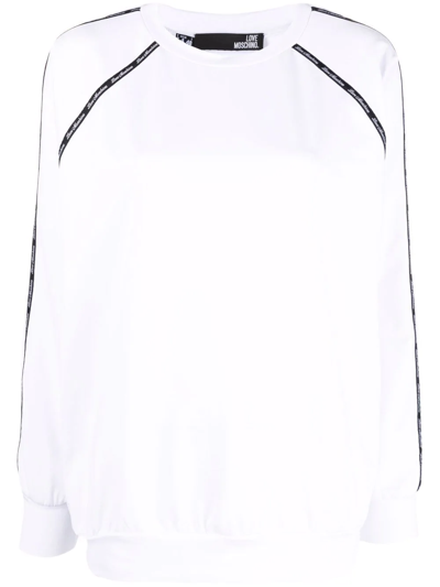 Love Moschino Logo-tape Oversized Sweatshirt In Weiss