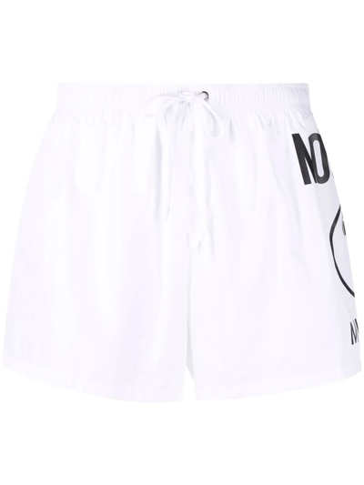Moschino Logo-print Swim Shorts In Weiss