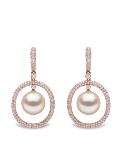 Yoko London 18kt Rose Gold Aurelia South Sea Pearl And Diamond Drop Earrings In Rosa