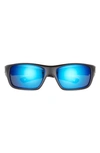 Revo Jasper 61mm Rectangular Polarized Sunglasses In Matte Black/ H2o Blue
