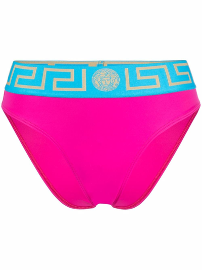 Versace Logo-waistband Bikini Bottoms In White