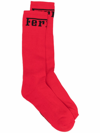 Ferrari Logo-print Socks In Red