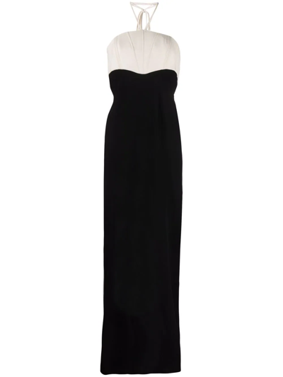 MANURÍ GIGI HALTERNECK TWO-TONE MAXI DRESS