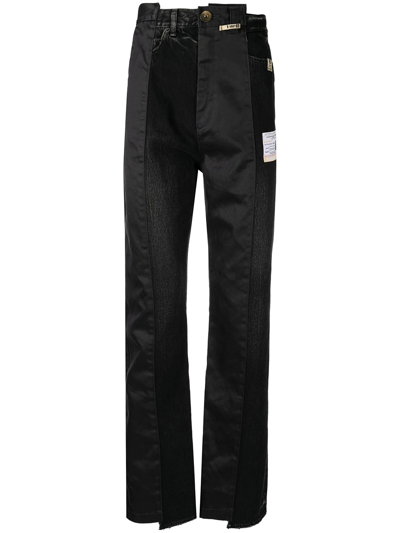 Miharayasuhiro Panelled Straight-leg Jeans In Black