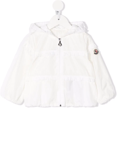 Moncler Babies' Logo Zipped Jacket In White