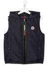 MONCLER LOGO-PATCH ZIP-UP HOODED GILET