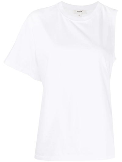 Agolde Asymmetric-sleeve Design T-shirt In White
