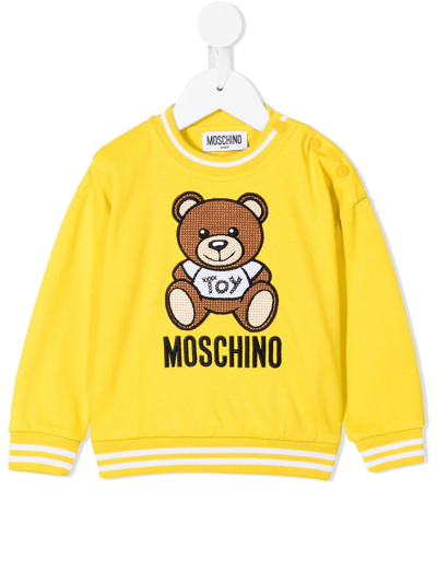 Moschino Babies' Teddy Bear Motif Jumper In Yellow