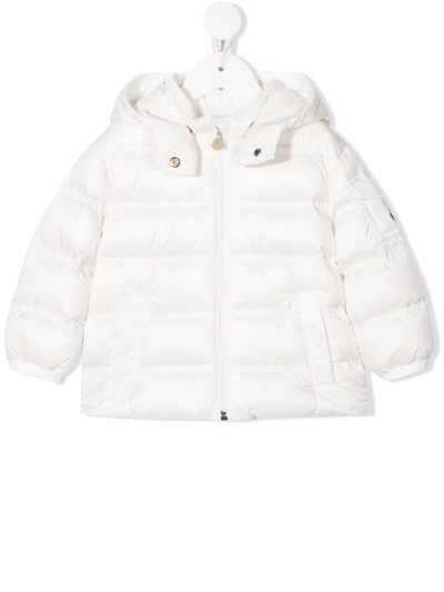 Moncler Logo-patch Hooded Puffer Jacket In White
