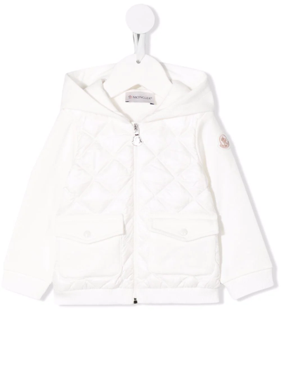 Moncler Babies' Quilted-panel Hooded Jacket In White