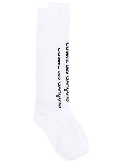 Comme Des Garçons Homme Deux Logo-print Knitted Socks In White