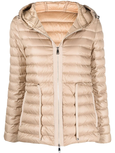 Moncler Raie Hooded Feather-down Jacket In Neutrals