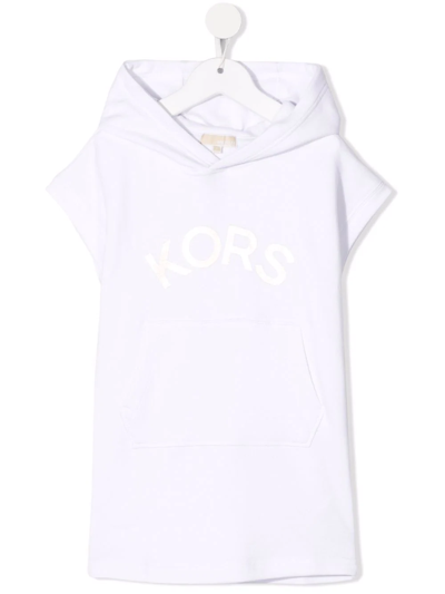 Michael Kors Teen Cotton Logo-print Hooded Dress In White