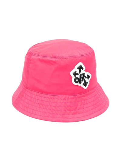 Off-white Kids' Logo-patch Bucket Hat In Pink