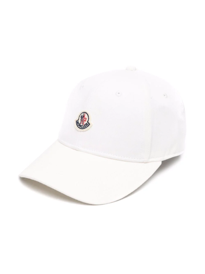 Moncler Kids' Logo-patch Cotton Baseball Cap In White