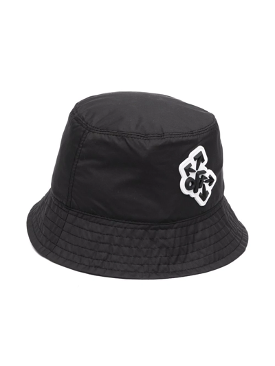 Off-white Kids' Logo-patch Bucket Hat In Black
