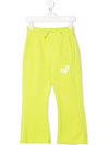 Off-white Logo-print Flared Track Pants In Green