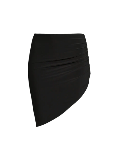 Norma Kamali Side Drape Stretch-jersey Mini Skirt In Black