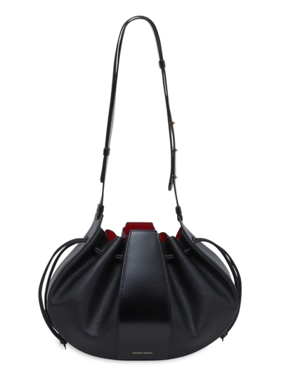 Mansur Gavriel Lilium Leather Shoulder Bag In Black/flamma