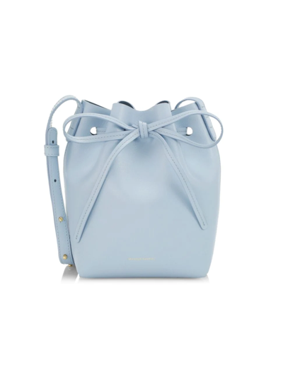Mansur Gavriel Mini Leather Bucket Bag In Cielo