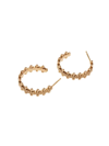Oscar Massin Beaded 18k Yellow Gold Medium Hoop Earrings