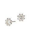 Oscar Massin Women's Beaded 18k White Gold & Latitude Lab-grown Diamond Medium Stud Earrings