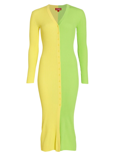 Staud Shoko Sweater Midi Dress In Limoncello