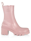Moncler Loftgrip Block-heel Rain Boots In Pink