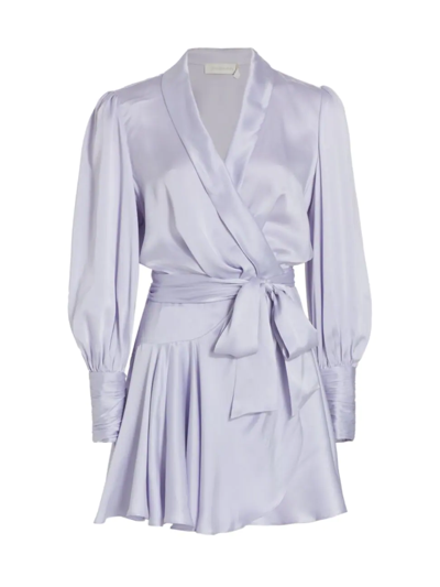 Zimmermann Silk Wrap Minidress In Lilac