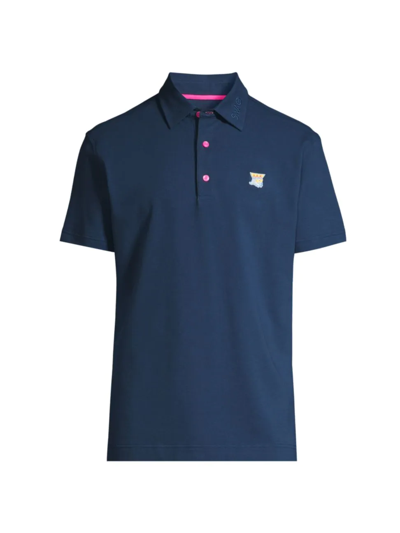 Swag Golf Swag King Athletic-fit Polo Shirt In Navy Pink