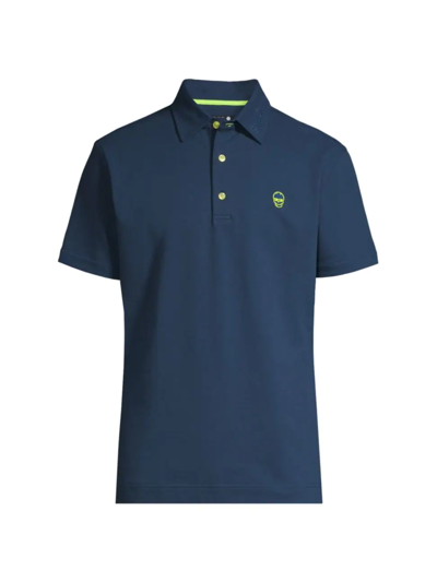 Swag Golf Swag Skull Athletic-fit Polo Shirt In Navy Yellow