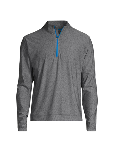 Swag Golf Stacked Skulls Quarter-zip Sweater In Grey Blue