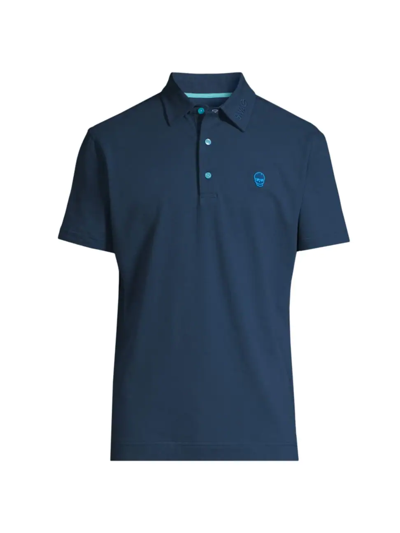 Swag Golf Swag Skull Athletic-fit Polo Shirt In Navy Blue