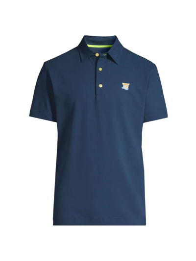 Swag Golf Swag King Athletic-fit Polo Shirt In Navy Yellow