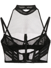 DION LEE NET-LACE LAYERED BRA TOP