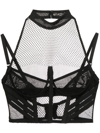 Dion Lee Net-lace Layered Bra Top In Black