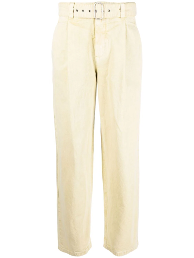 Jil Sander Pleat-detail Straight-leg Trousers In Gelb