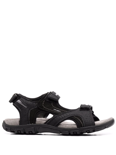 Geox Strada Double-strap Sandals In Black